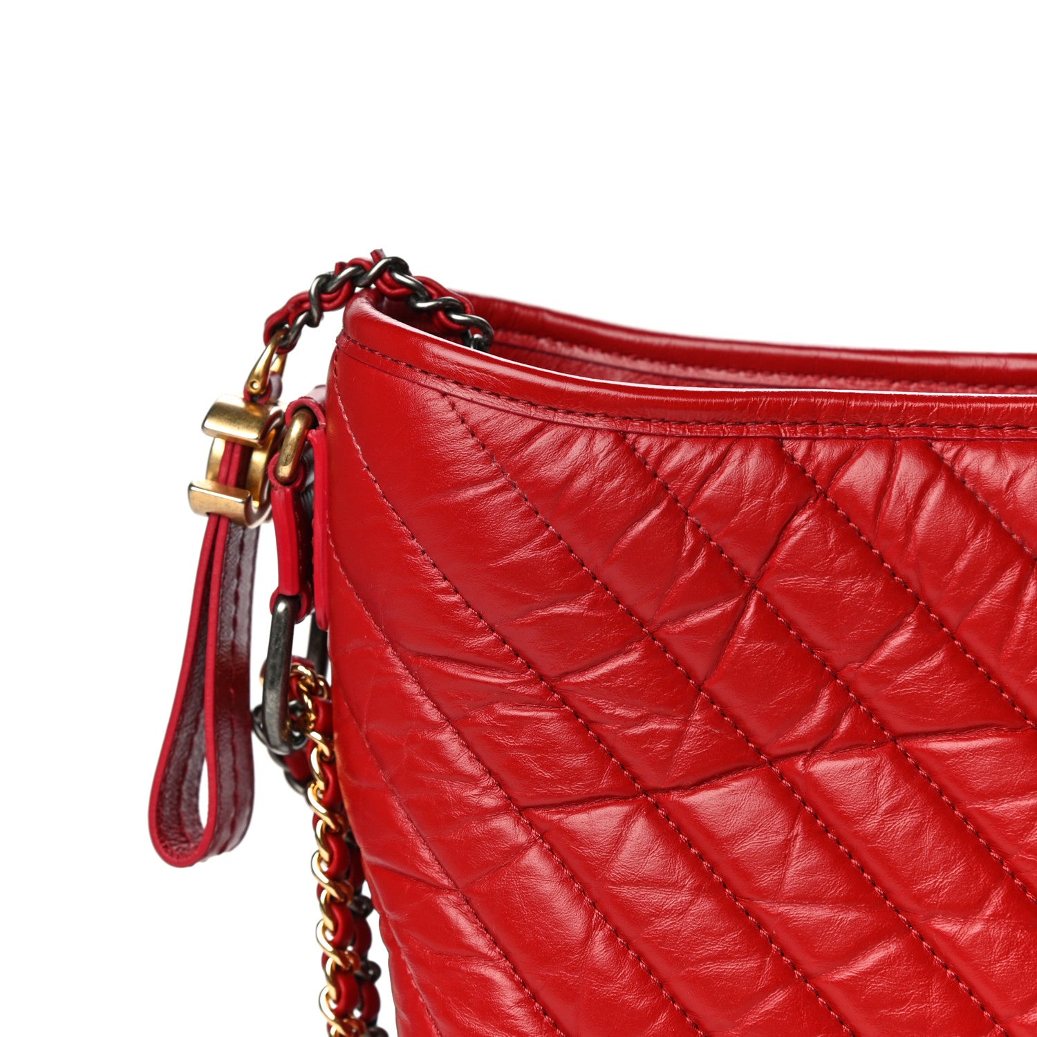 Chanel Aged Calfskin Chevron Quilted Medium Gabrielle Hobo Red 29 of 29