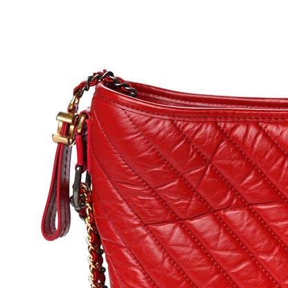 Chanel Aged Calfskin Chevron Quilted Medium Gabrielle Hobo Red 29 of 29