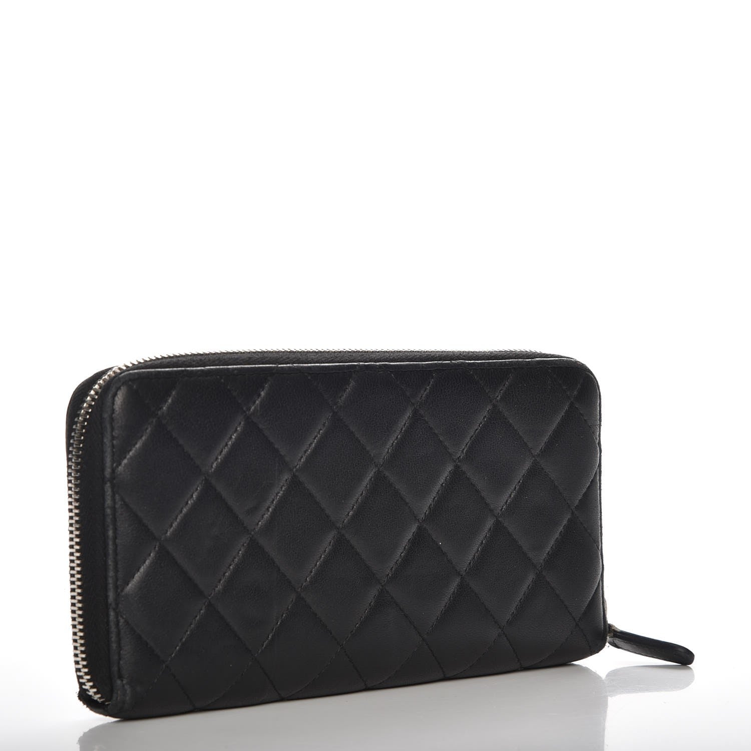 Chanel Lambskin Quilted Large Gusset Zip Around Wallet Black 3 of 10