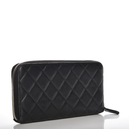 Chanel Lambskin Quilted Large Gusset Zip Around Wallet Black 3 of 10