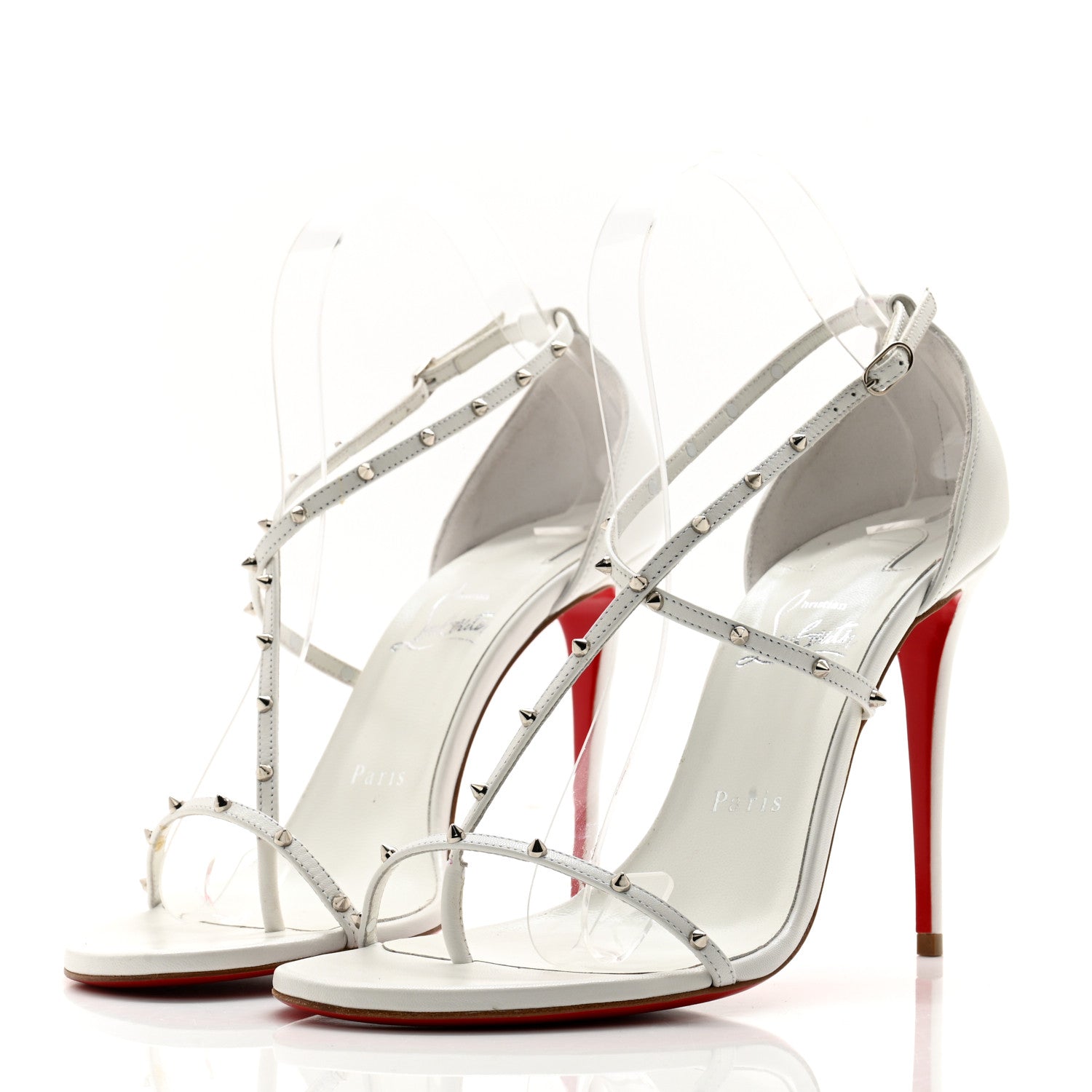 Christian Louboutin Riojana 100 Spiked Sandals 39 White 3 of 11