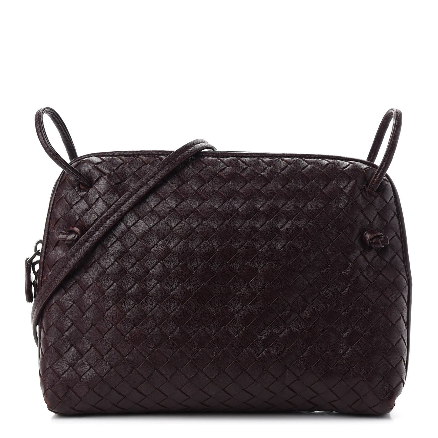 Nappa Intrecciato Nodini Crossbody Messenger Aubergine