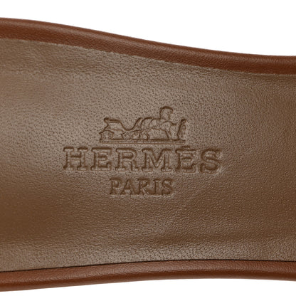 Hermes Calfskin Oasis Sandals 37 Gold 7 of 9