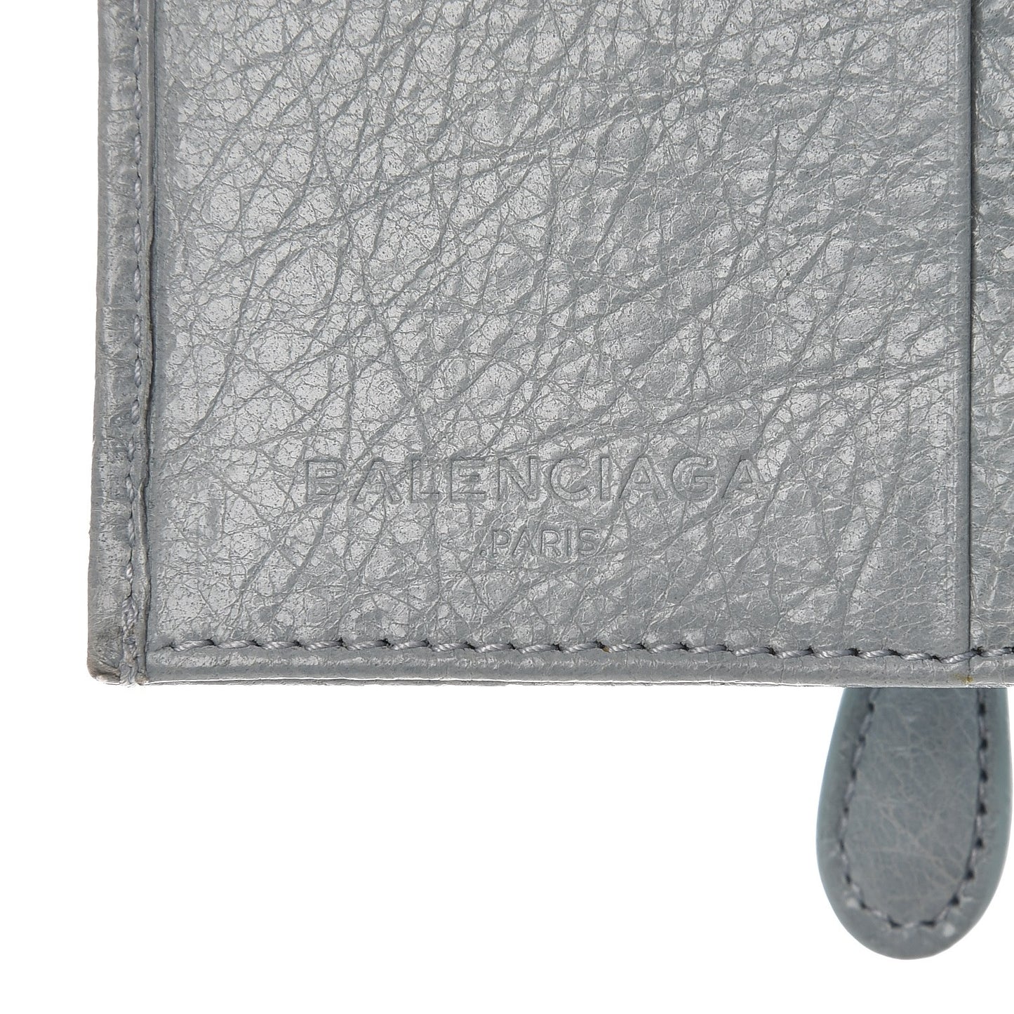 Agneau Giant 12 Silver Hardware Card Case Bleu Opaline