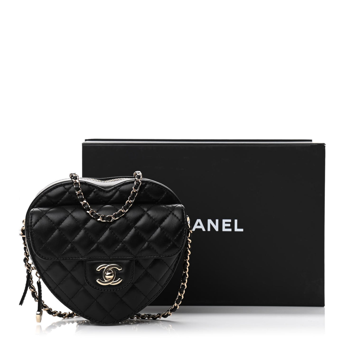Lambskin Quilted CC In Love Heart Bag Black