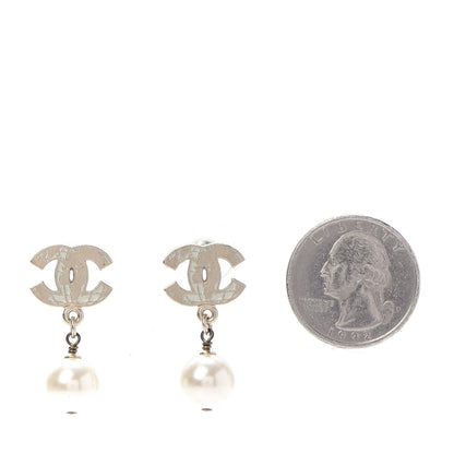 Chanel Pearl Enamel World CC Drop Earrings Gold Ivory 2 of 4