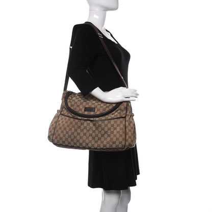 Gucci Monogram Natural Pigskin Large Diaper Bag Beige Ebony Cocoa Dark Chocolate 2 of 16