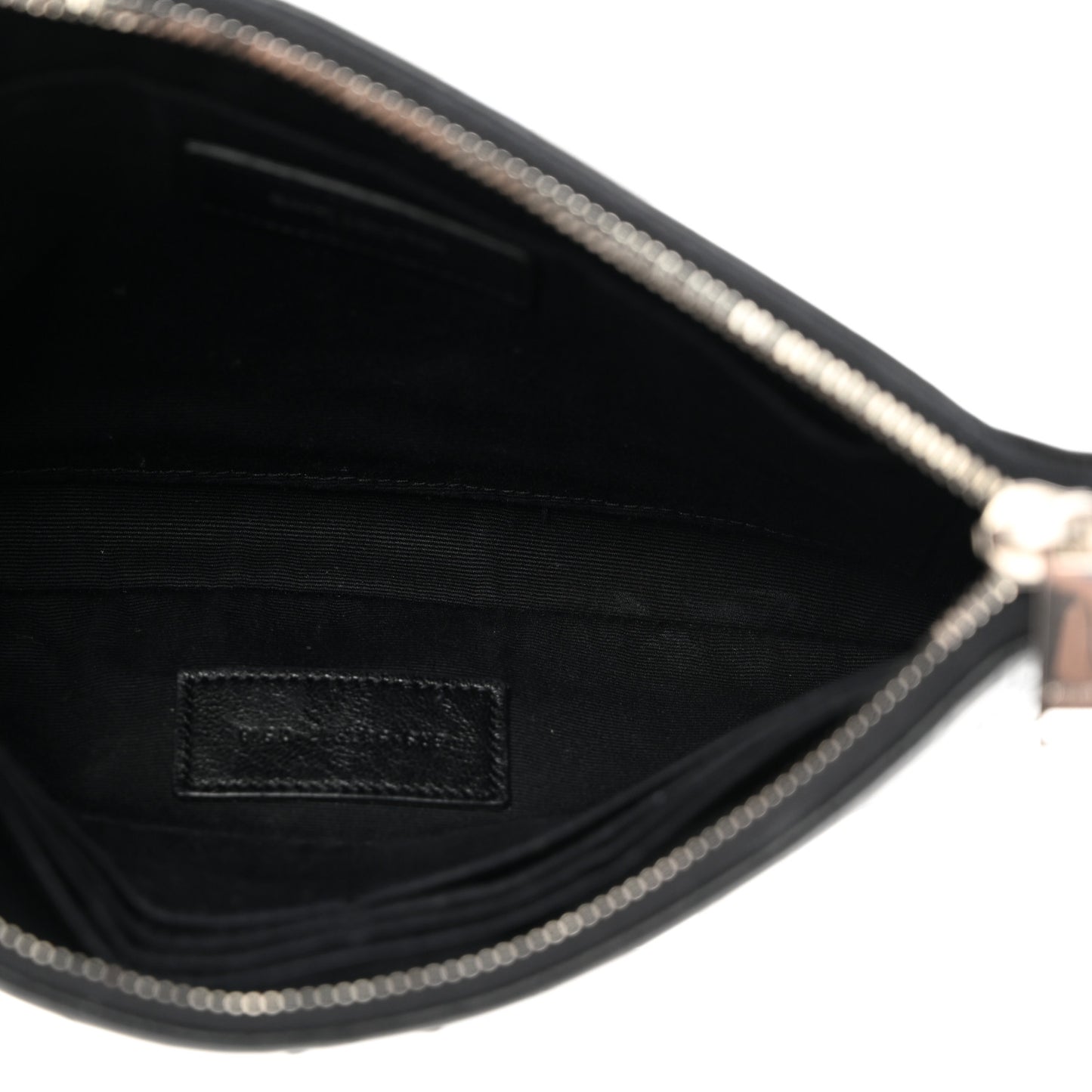 Calfskin Crocodile Embossed Monogram Zip Pouch Black