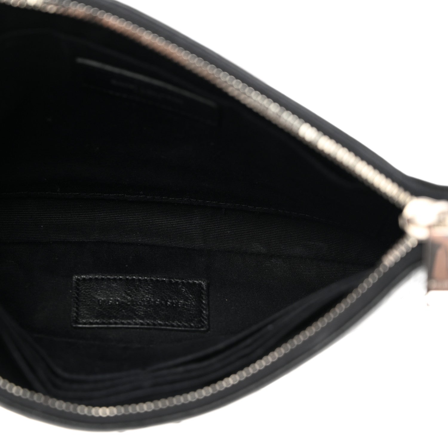 Saint Laurent Calfskin Crocodile Embossed Monogram Zip Pouch Black 5 of 9
