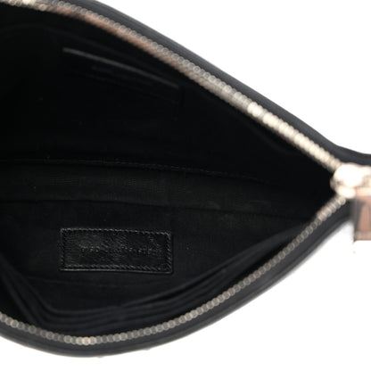 Saint Laurent Calfskin Crocodile Embossed Monogram Zip Pouch Black 5 of 9