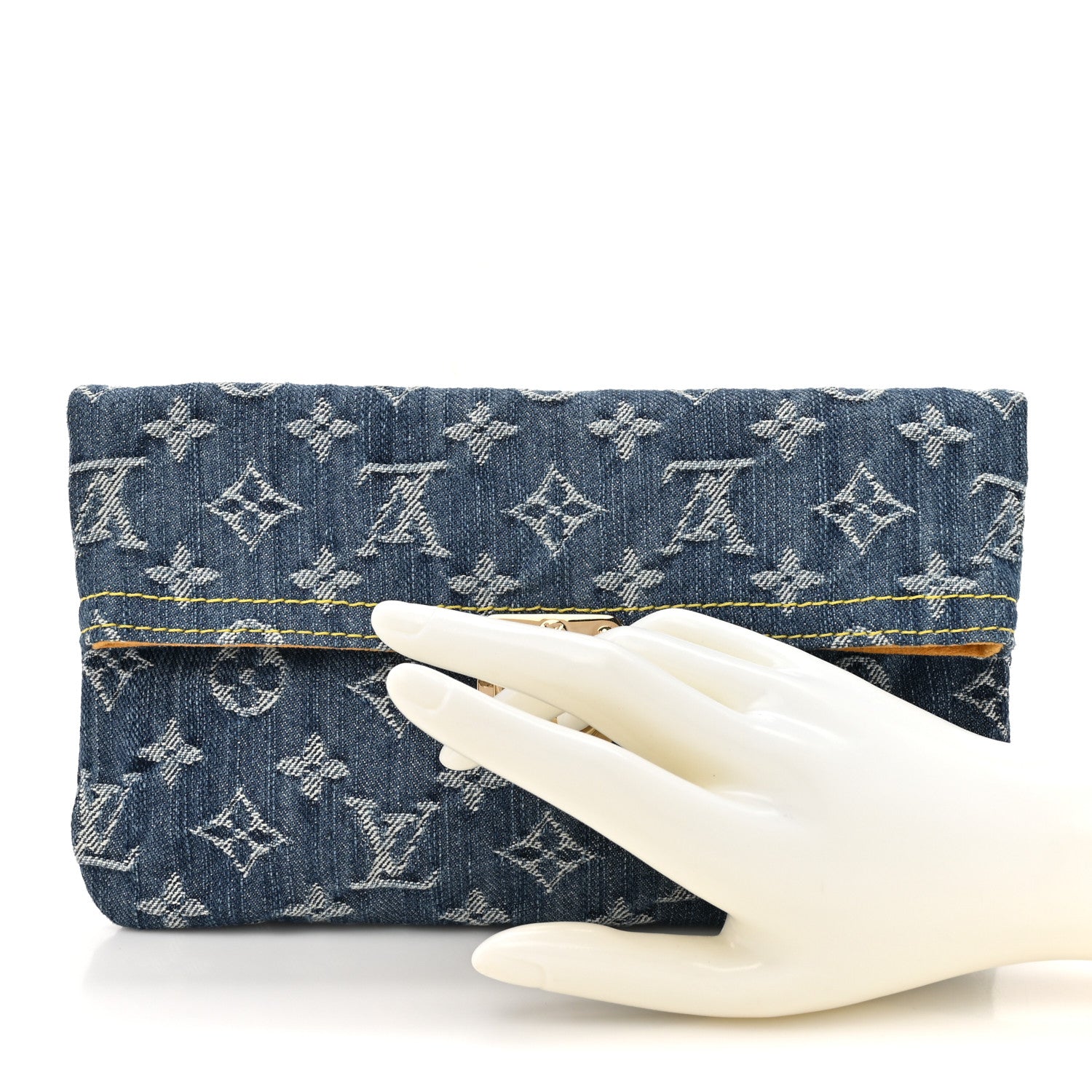 Louis Vuitton Monogram Denim Pochette Plat Clutch Blue 2 of 8