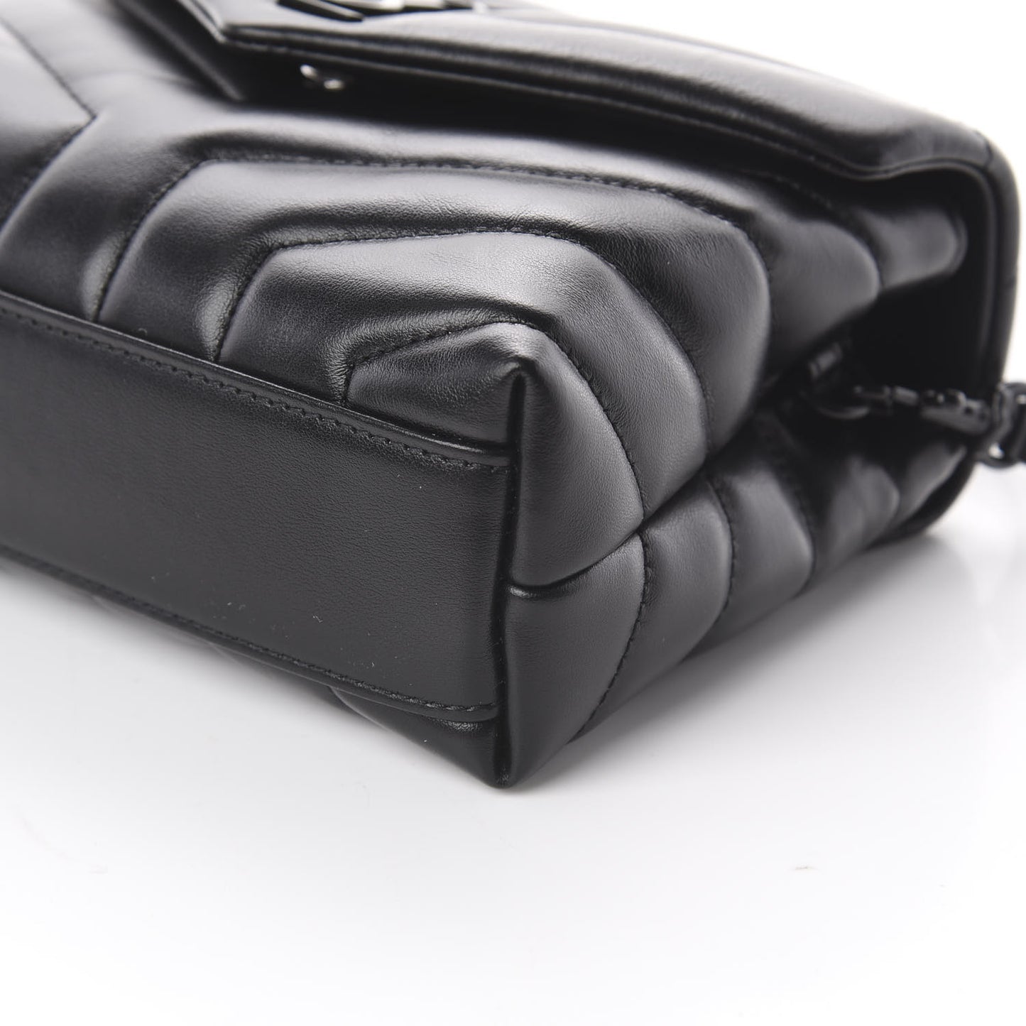 Calfskin Y Quilted Monogram Toy Loulou Crossbody Bag Black