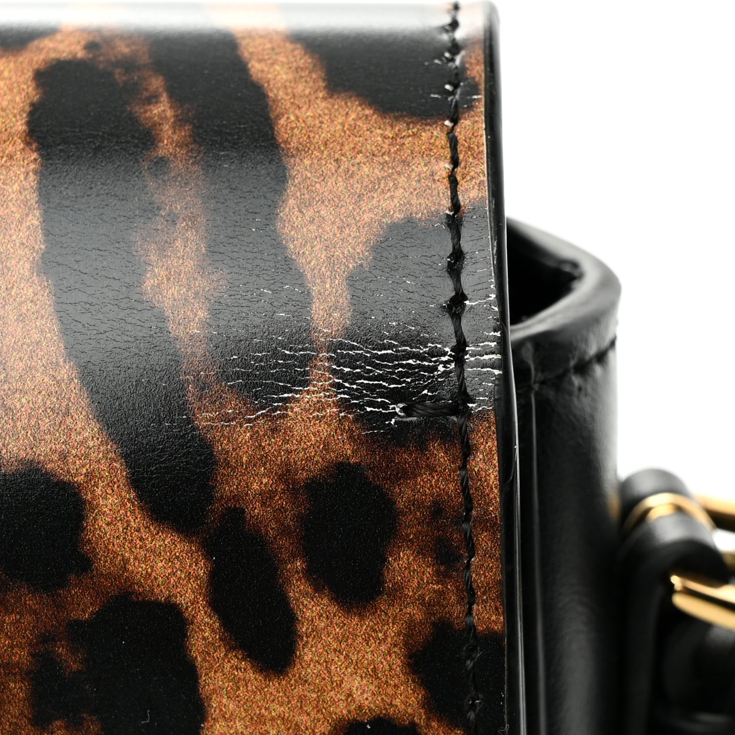 Calfskin Leopard Small Grace Bag Black