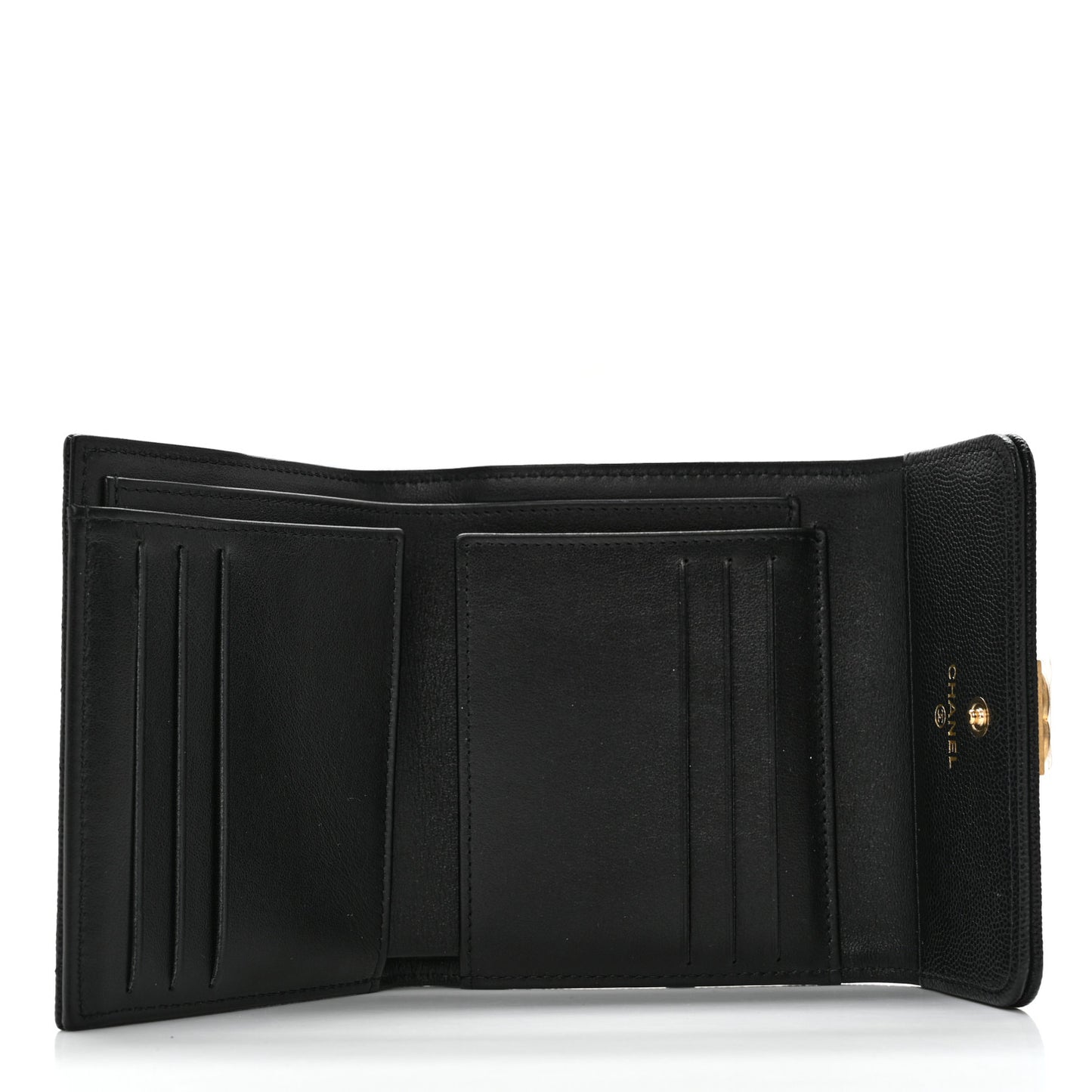 Caviar Quilted Compact Boy Wallet Black