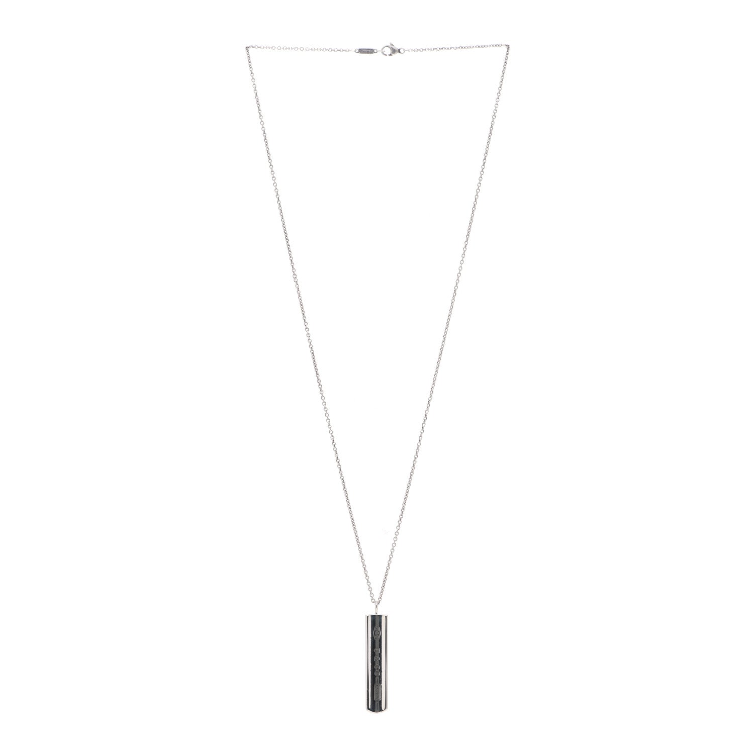 Tiffany Sterling Silver 1837 Bar Pendant Necklace 3 of 7