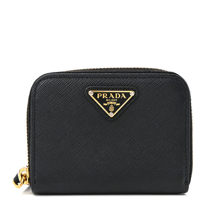 Prada Vitello Move Triangle Logo Zip Coin Purse Black 1 of 7