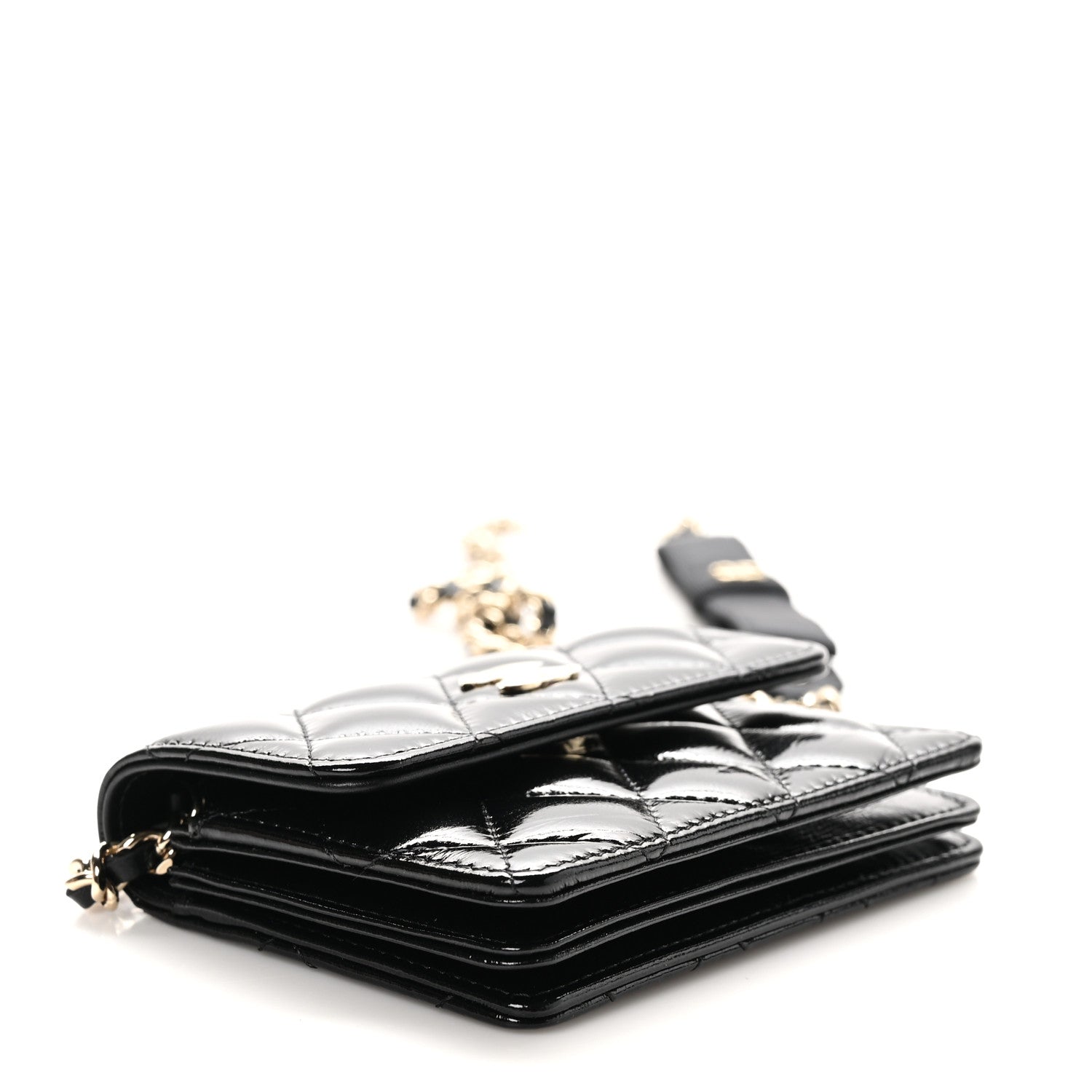 Chanel Shiny Lambskin Quilted Small Clutch With Chain Black 4 of 12