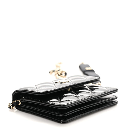 Chanel Shiny Lambskin Quilted Small Clutch With Chain Black 4 of 12