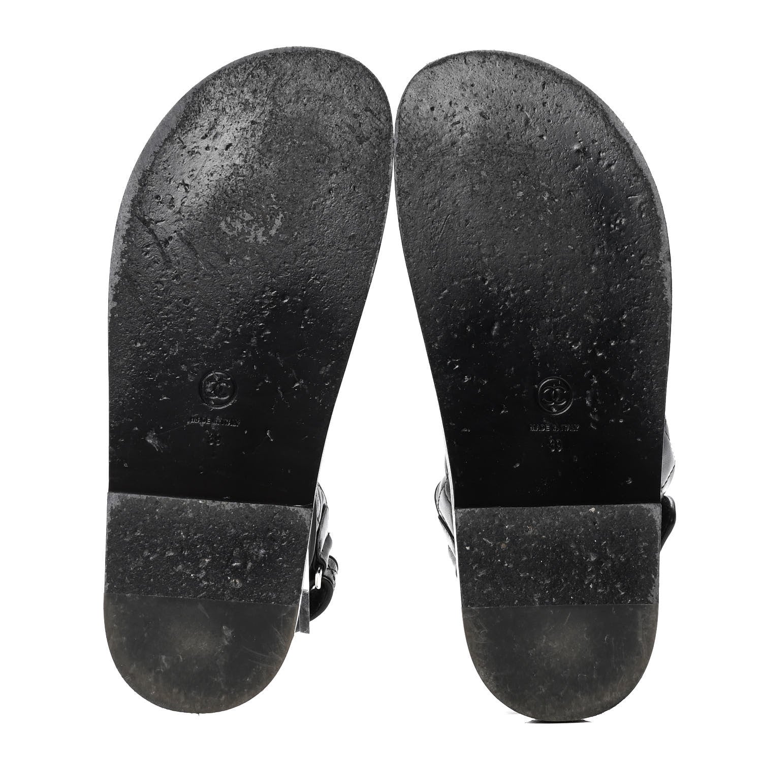 Chanel Lambskin Velcro Dad Sandals 39 Black 4 of 4