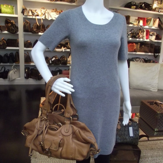 Leather Paddington Front Pocket Tote Tan