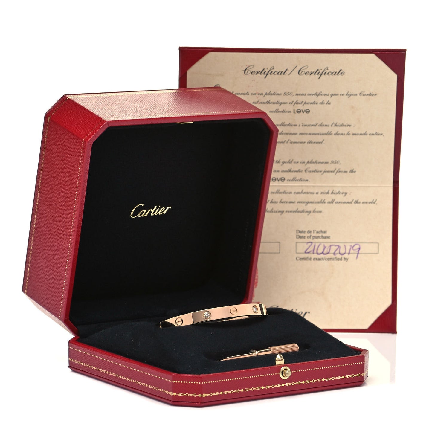 18K Pink Gold 4 Diamond LOVE Bracelet 17