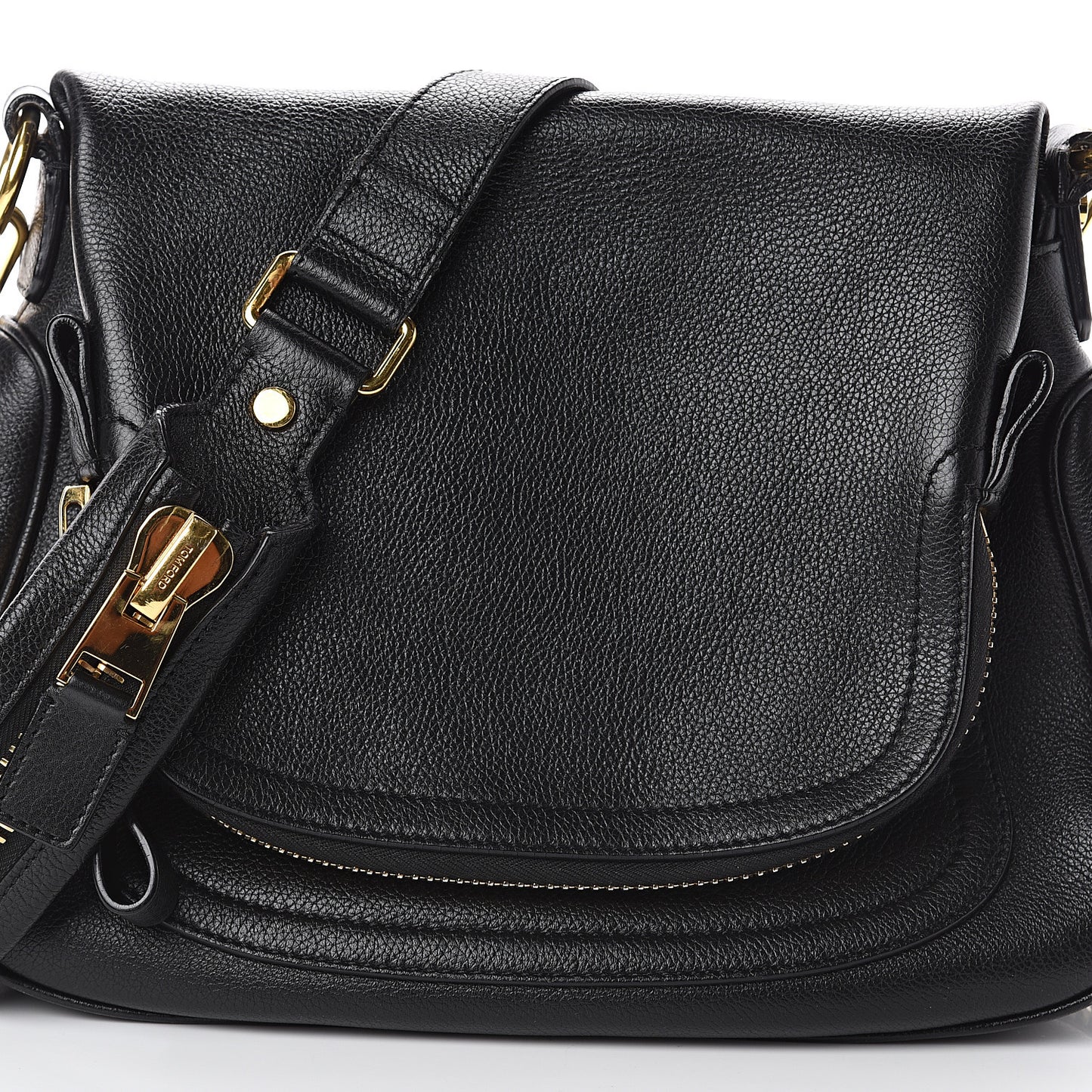 Grained Calfskin Medium Jennifer Crossbody Bag Black
