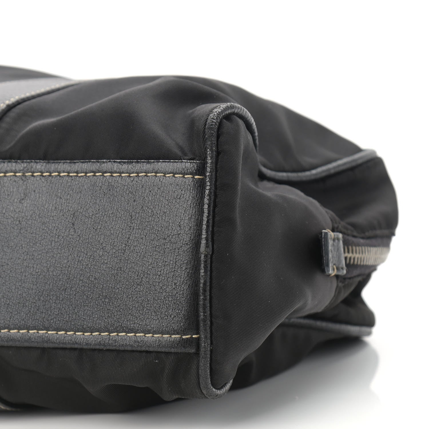 Prada Tessuto Nylon Calfskin Shoulder Bag Black 9 of 13