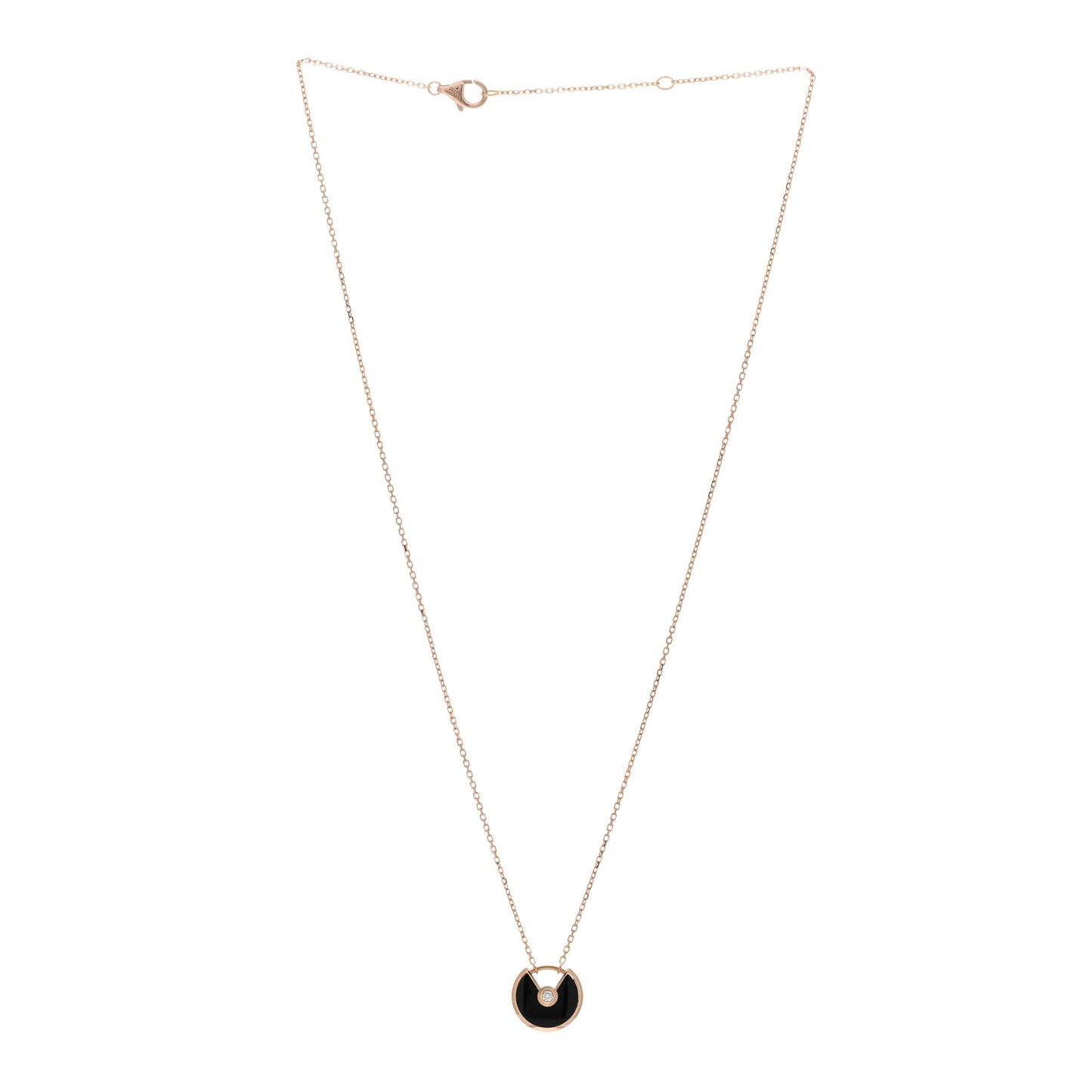 18K Pink Gold Diamond Black Onyx XS Amulette de Cartier Pendant Necklace