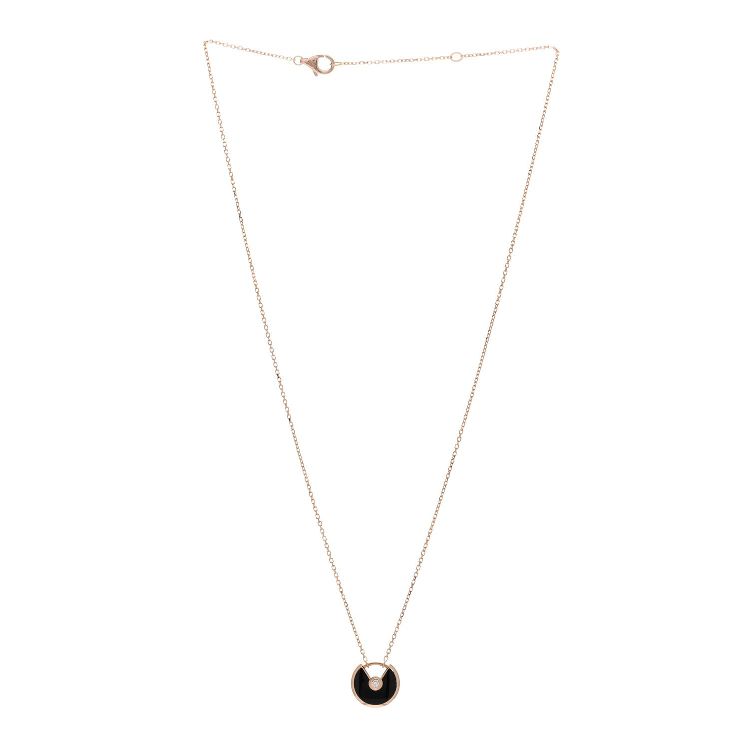 Cartier 18K Pink Gold Diamond Black Onyx XS Amulette de Cartier Pendant Necklace 3 of 5