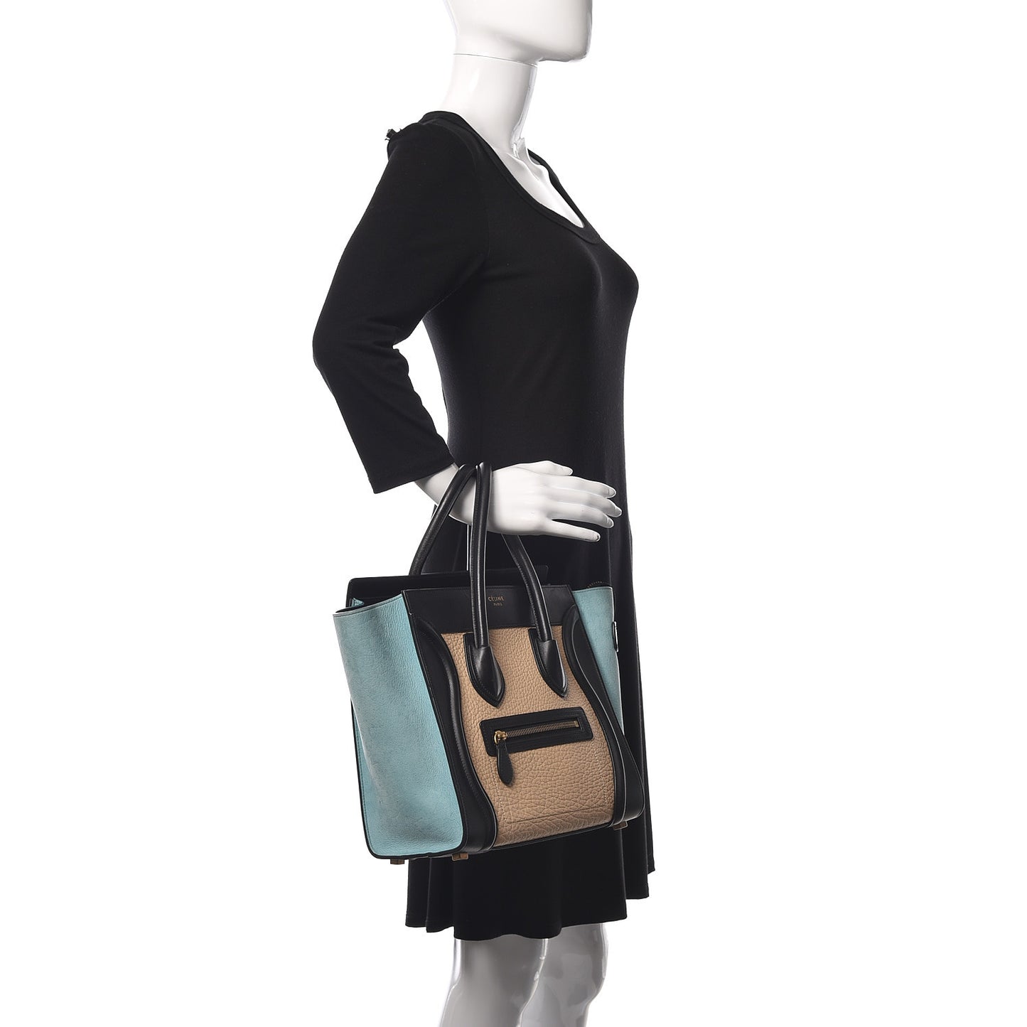 Drummed Calfskin Nubuck Micro Tri-Color Luggage Antarctic