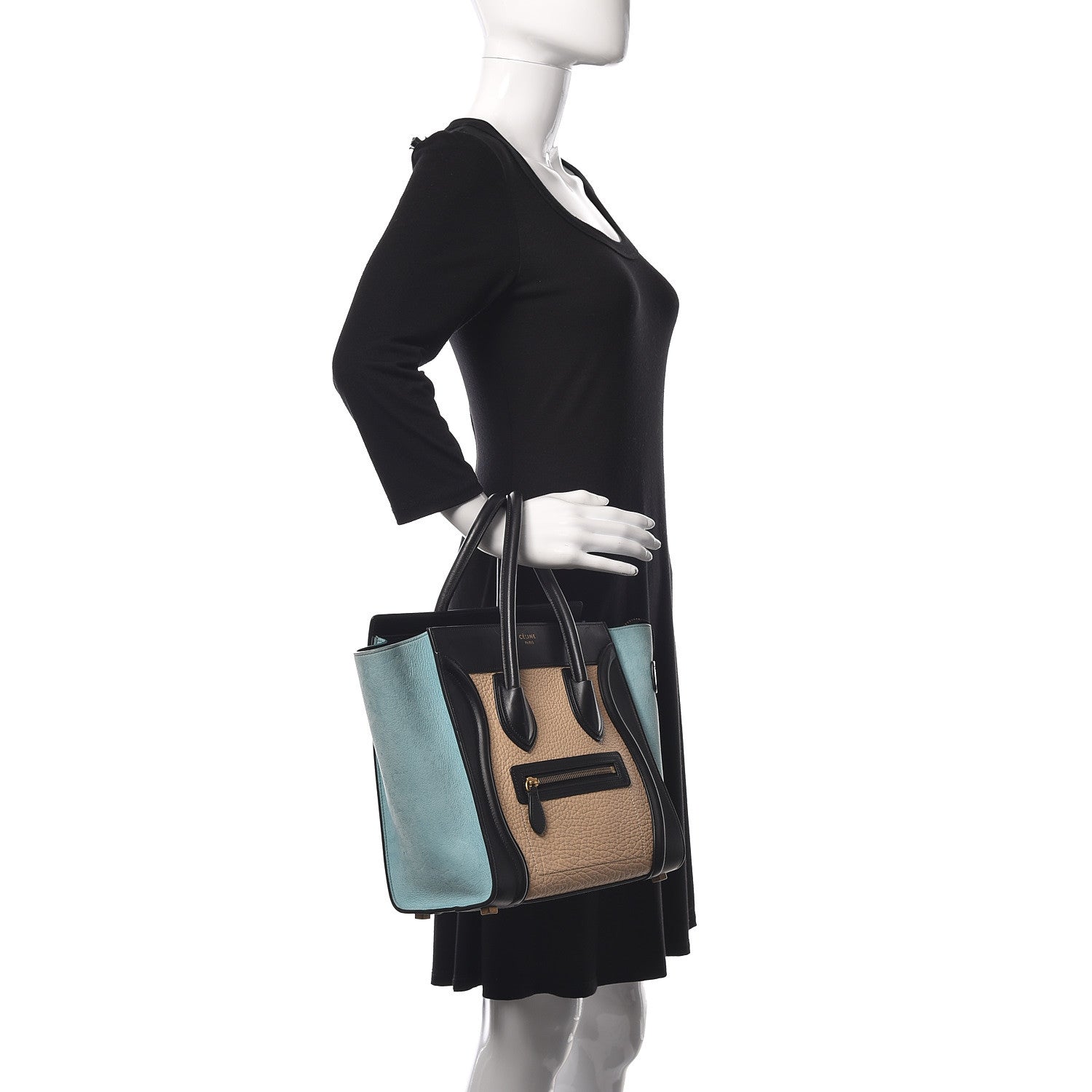 Celine Drummed Calfskin Nubuck Micro Tri-Color Luggage Antarctic 2 of 11