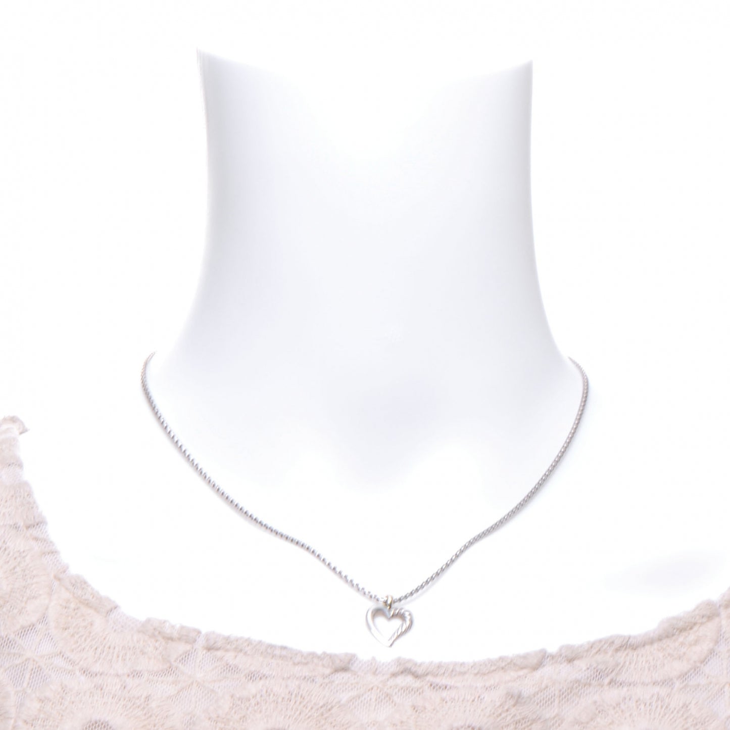 Sterling Silver 14k Cable Heart Necklace