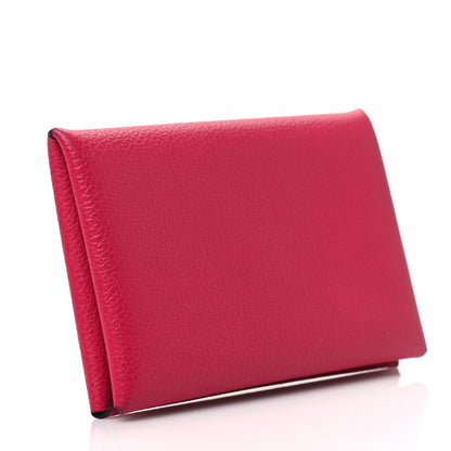 Hermes Evercolor Calvi Card Case Framboise 3 of 7