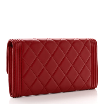 Chanel Lambskin Quilted Boy Flap Wallet Red 3 of 8
