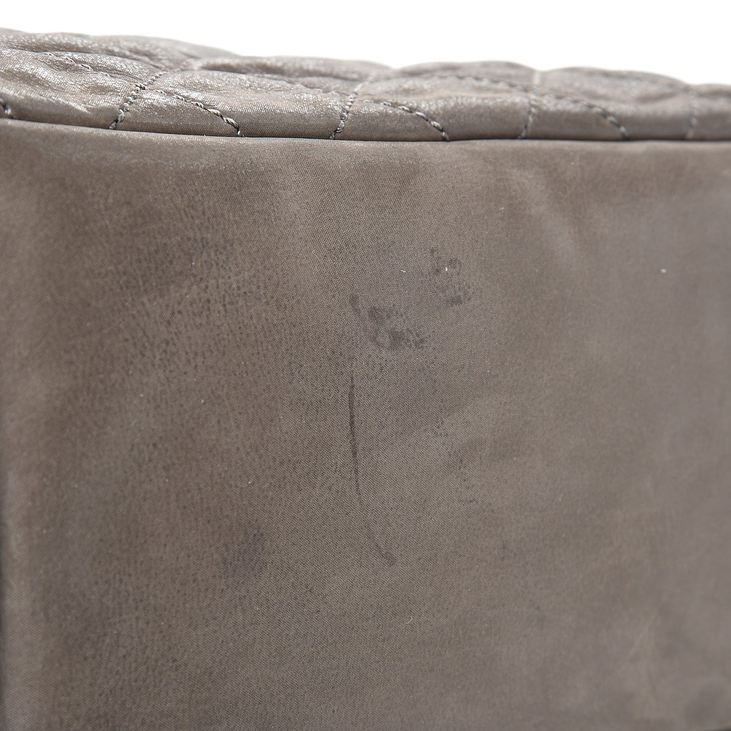 Iridescent Calfskin Quilted In The Mix Shopping Tote Dark Grey