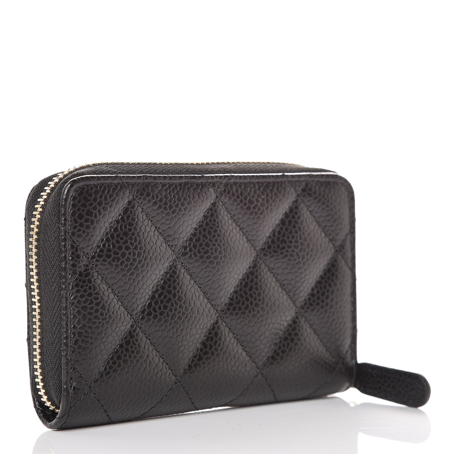 Caviar Quilted Zip Coin Purse Black