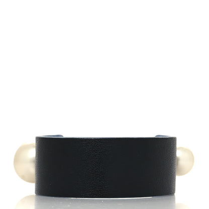 Christian Dior Calfskin Pearl Bracelet M Black Blue 3 of 5