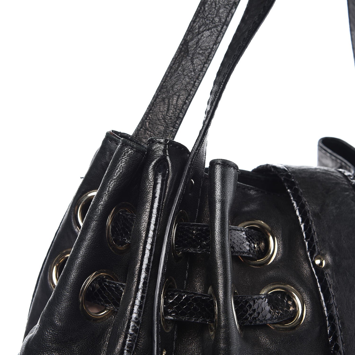 Jimmy Choo Python Calfskin Embossed Ramona Tote Black 10 of 11