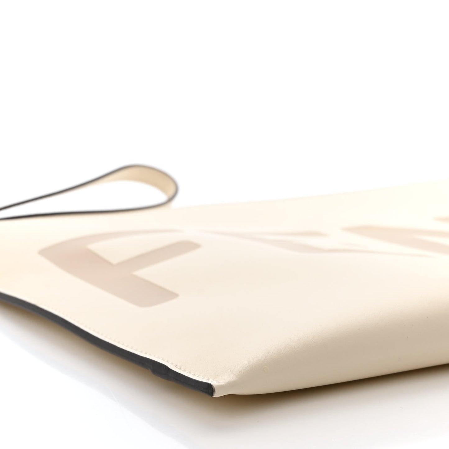 Vitello King Logo Embossed Large Flat Pouch White Ice