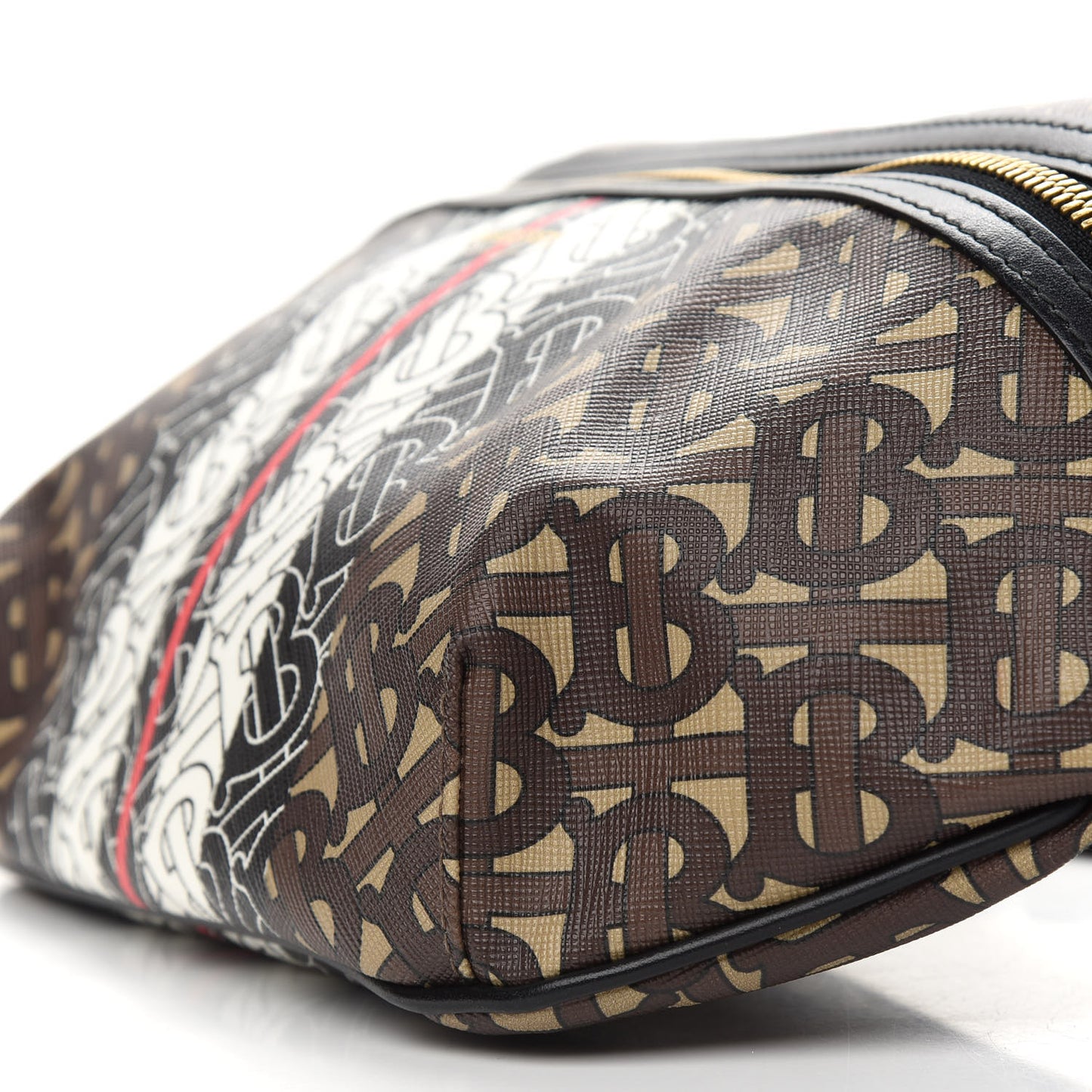 E-Canvas Monogram Stripe Medium Sonny Bum Bag Bridle Brown