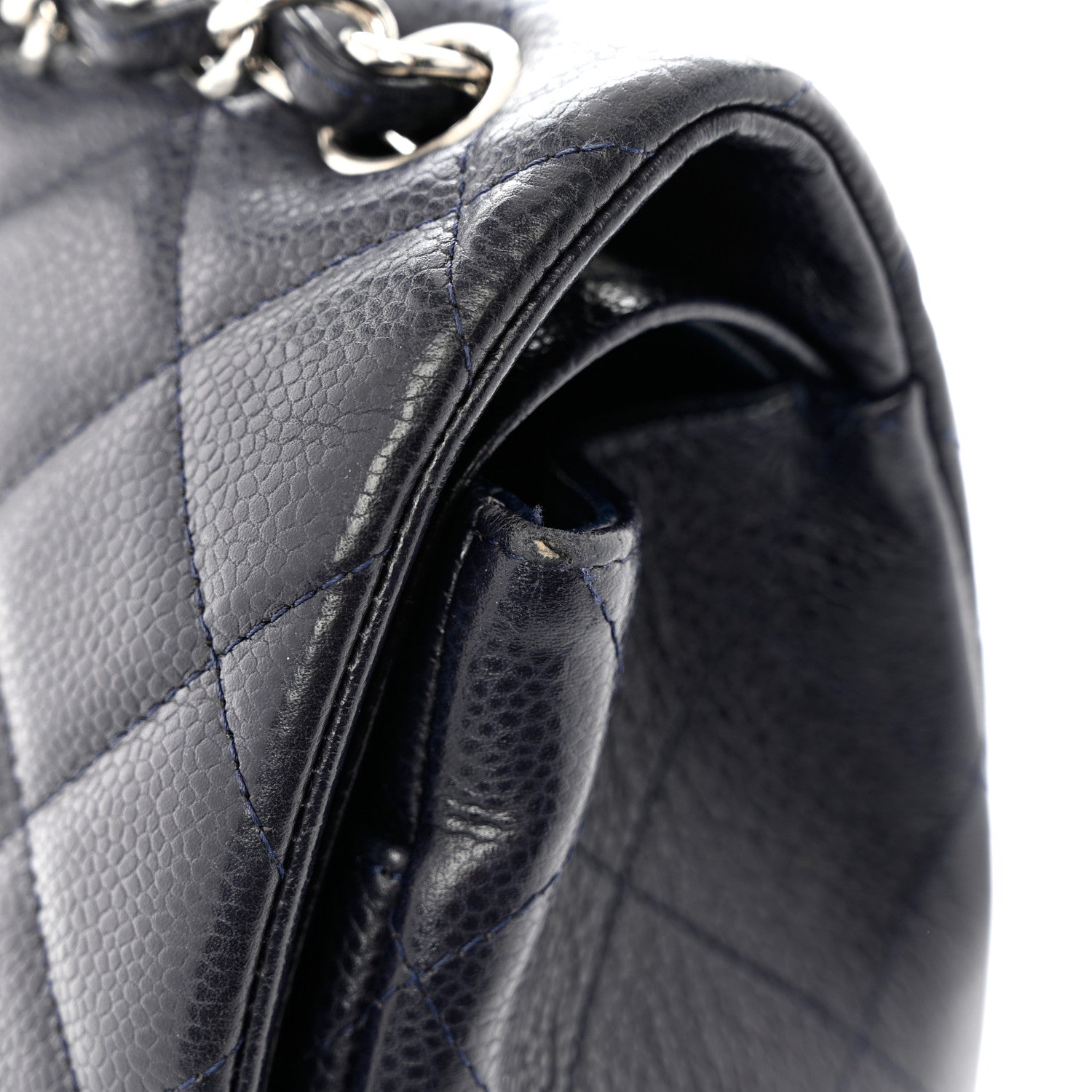 Chanel Caviar Quilted Jumbo Double Flap Navy Blue 11 of 12