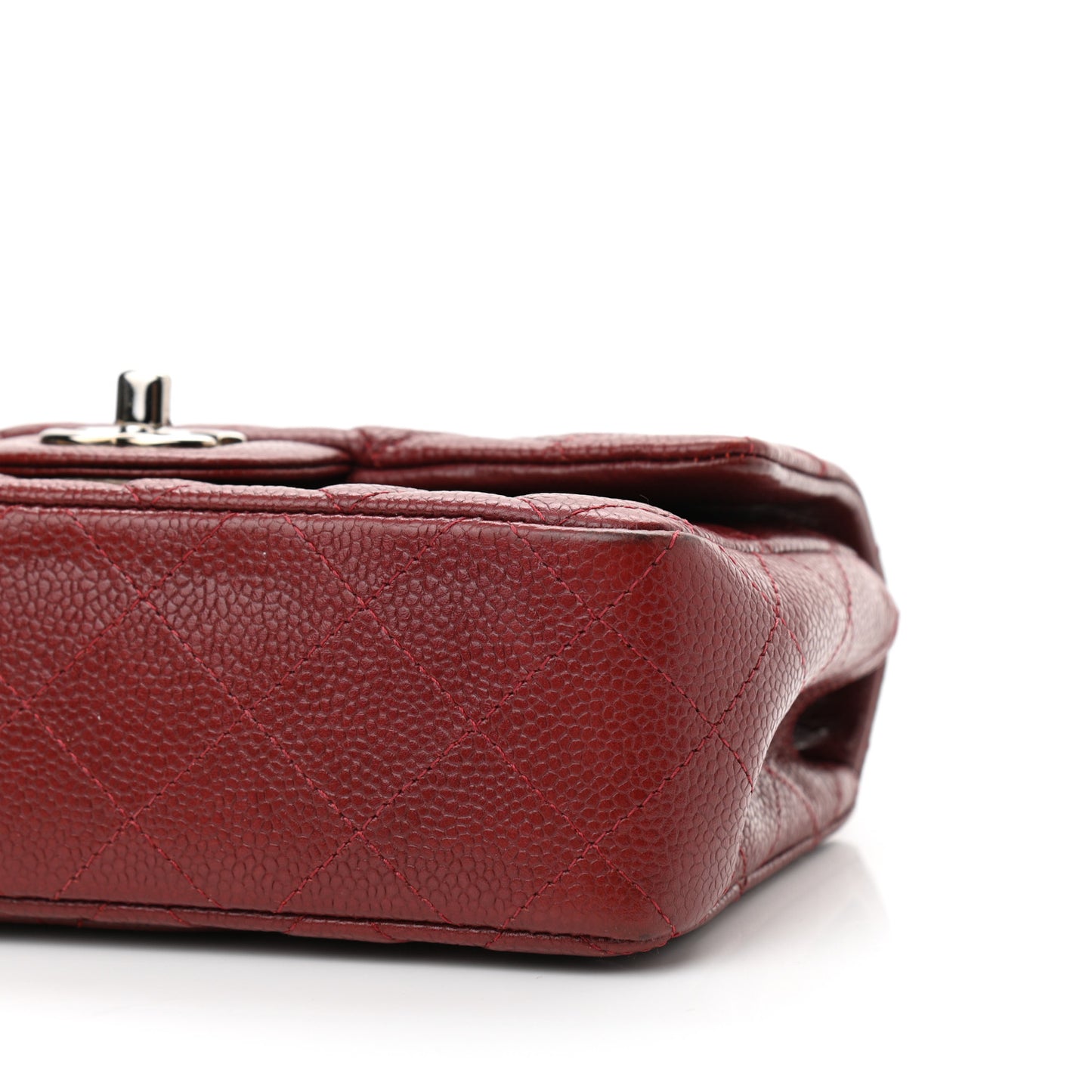 Caviar Quilted Mini Rectangular Flap Dark Red