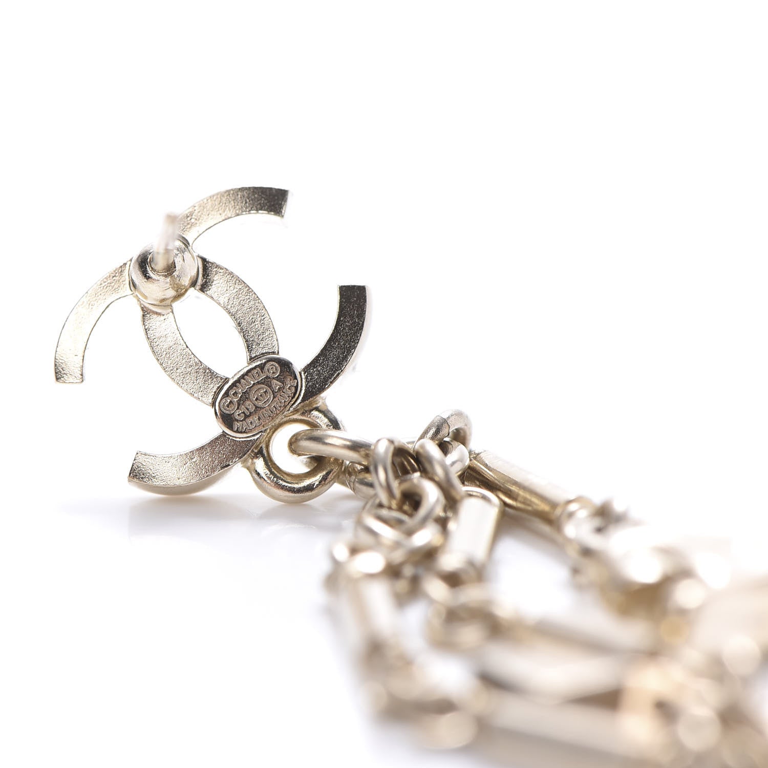 Chanel Pearl CC Drop Earrings Gold 4 of 4