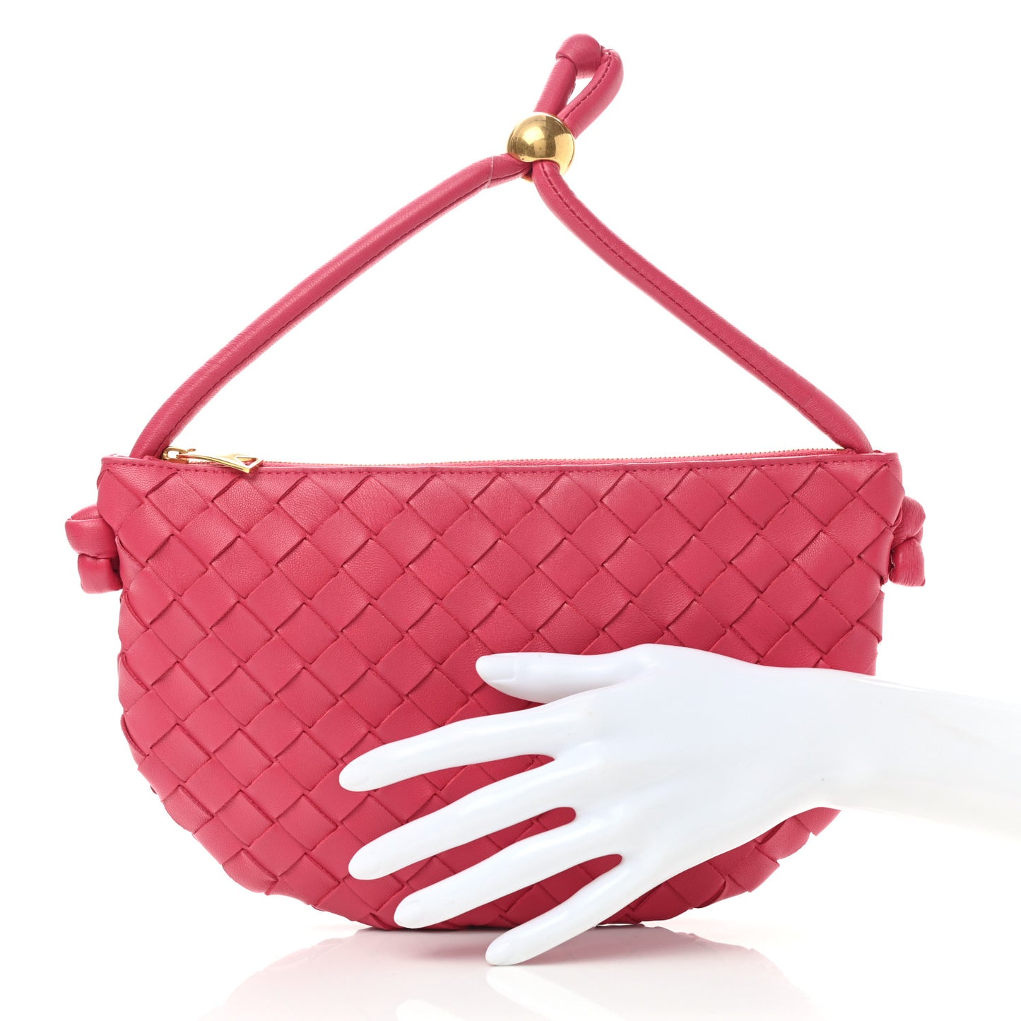 Nappa Intrecciato Small Turn Pouch Cranberry