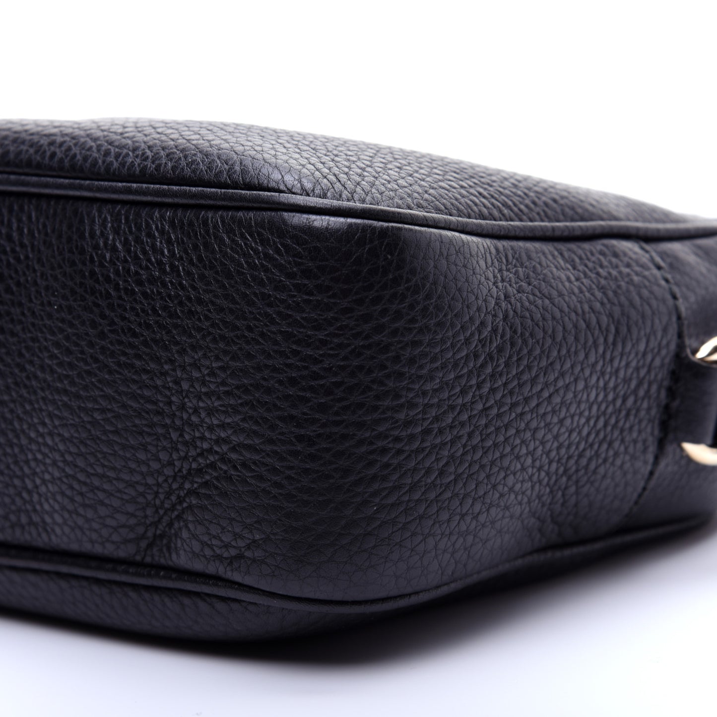 Pebbled Calfskin Small Soho Disco Bag Black