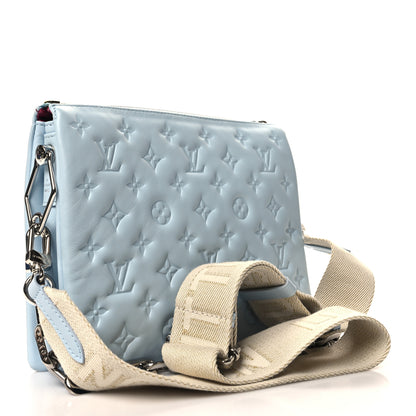 Louis Vuitton Lambskin Embossed Monogram Coussin PM Bleu 3 of 11