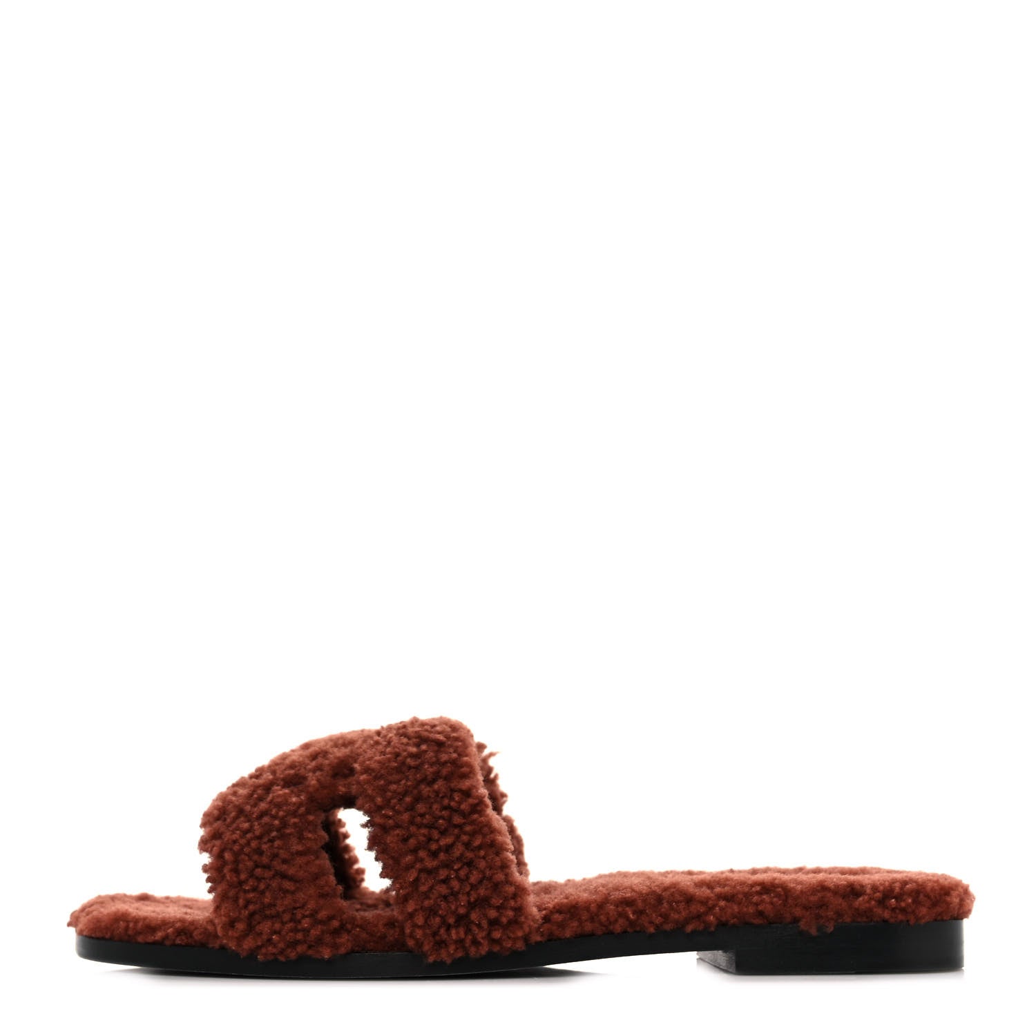 Hermes Woolskin Oran Sandals 37.5 Cognac 1 of 8