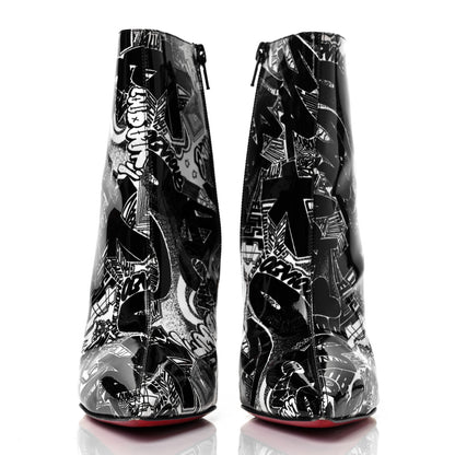 Christian Louboutin Patent Nicograf So Kate Booty 100 Ankle Boots 38 Black White 2 of 6