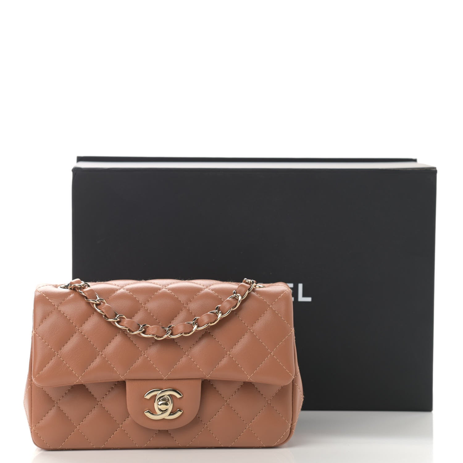 Chanel Lambskin Quilted Mini Rectangular Flap Brown 11 of 11