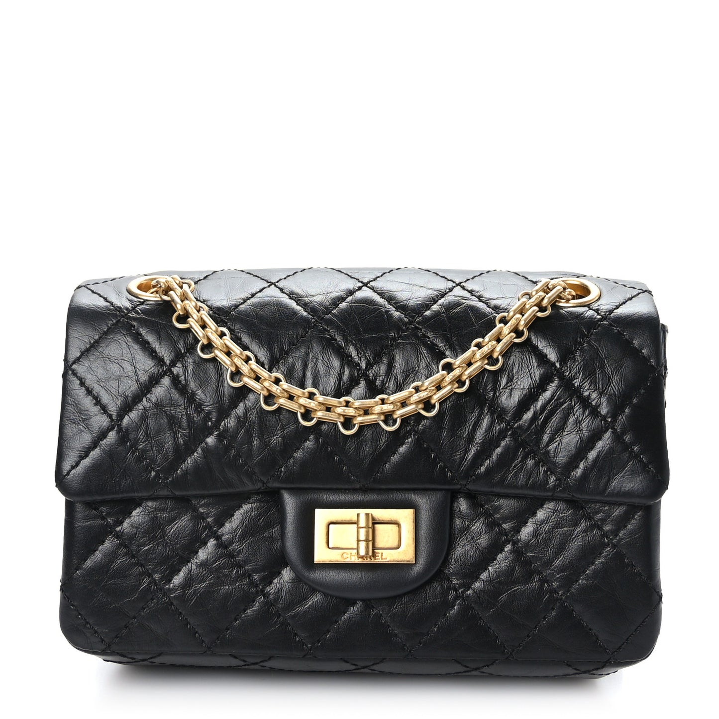 Aged Calfskin Quilted 2.55 Reissue Mini Flap Black